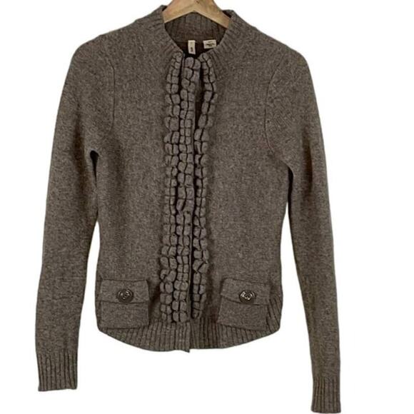 MOTH ANTHROPOLOGIE BROWN WOOL BLEND SNAP BUTTONS CARDIGAN SIZE‎ XS/TP - Picture 1 of 8